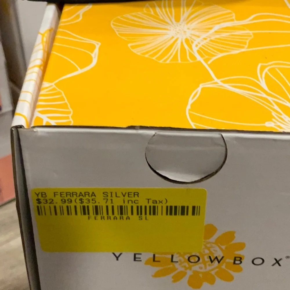 Yellow Box Black Flip Flops with Silver Leopard-Print Straps - Picture 2 of 2